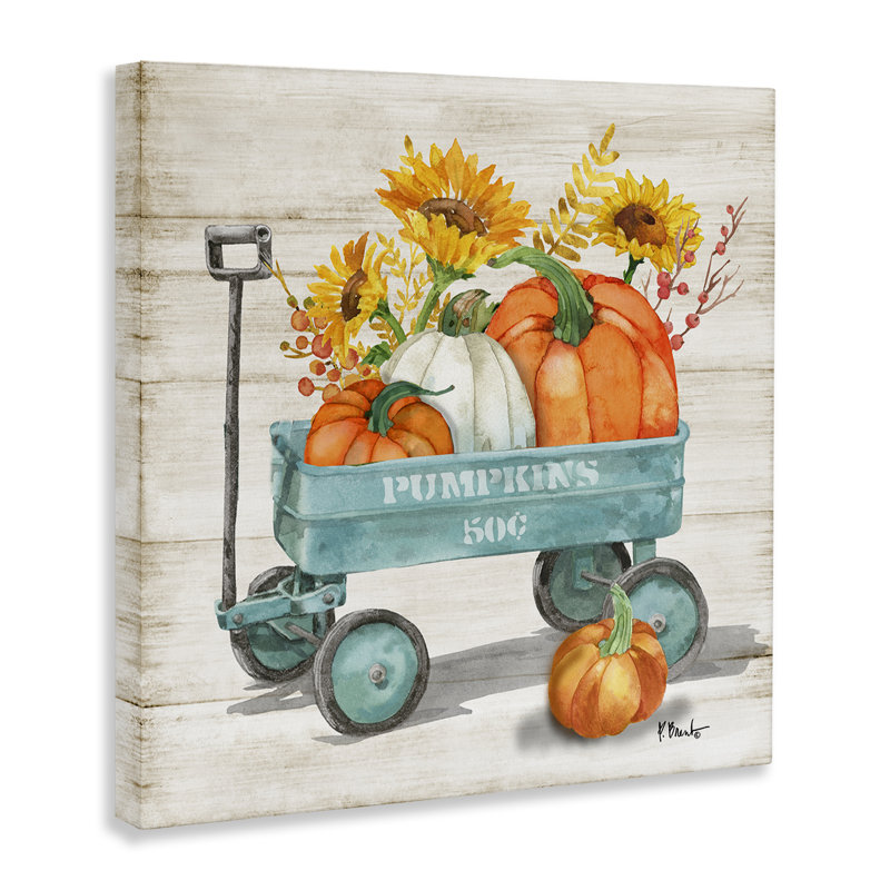 «Pumpkins Harvest Wagon», art mural sur toile par Paul Brent, H 30 po x l 30 po