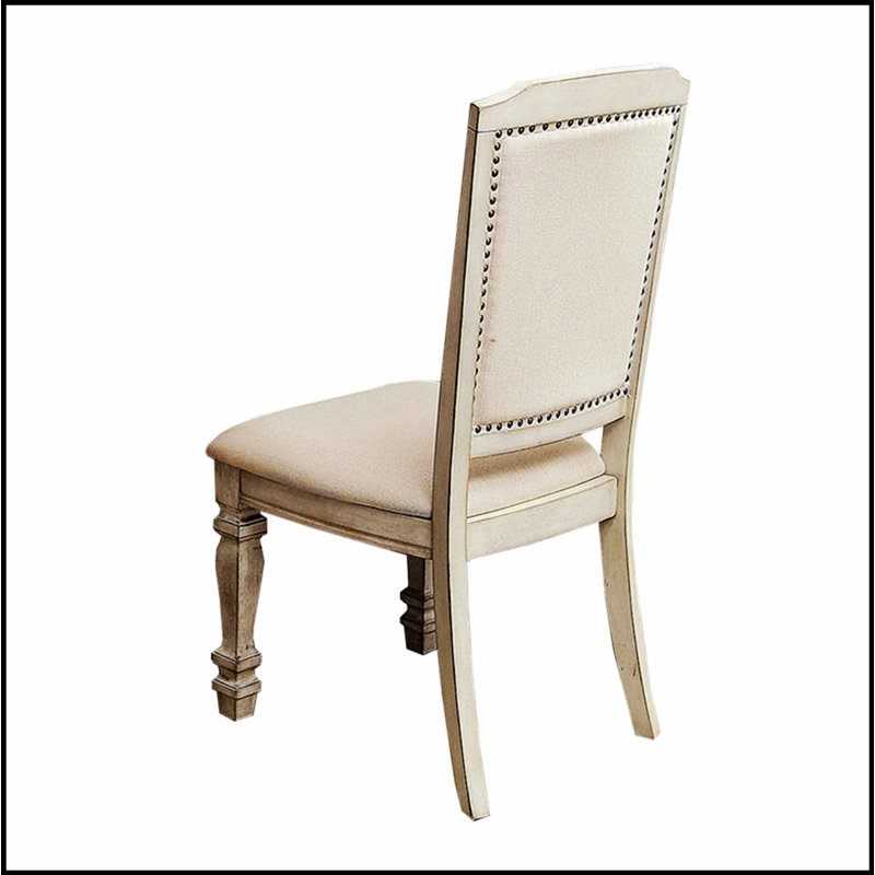 Ensemble de 2 chaises de salle à manger rembourrées en tissu antique et ivoire, alliant confort et élégance pour une expérience culinaire confortable