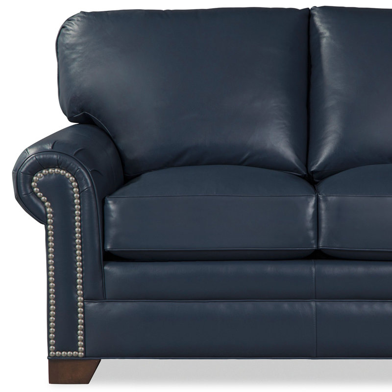 Copola Loveseat, Dark Blue Genuine Leather