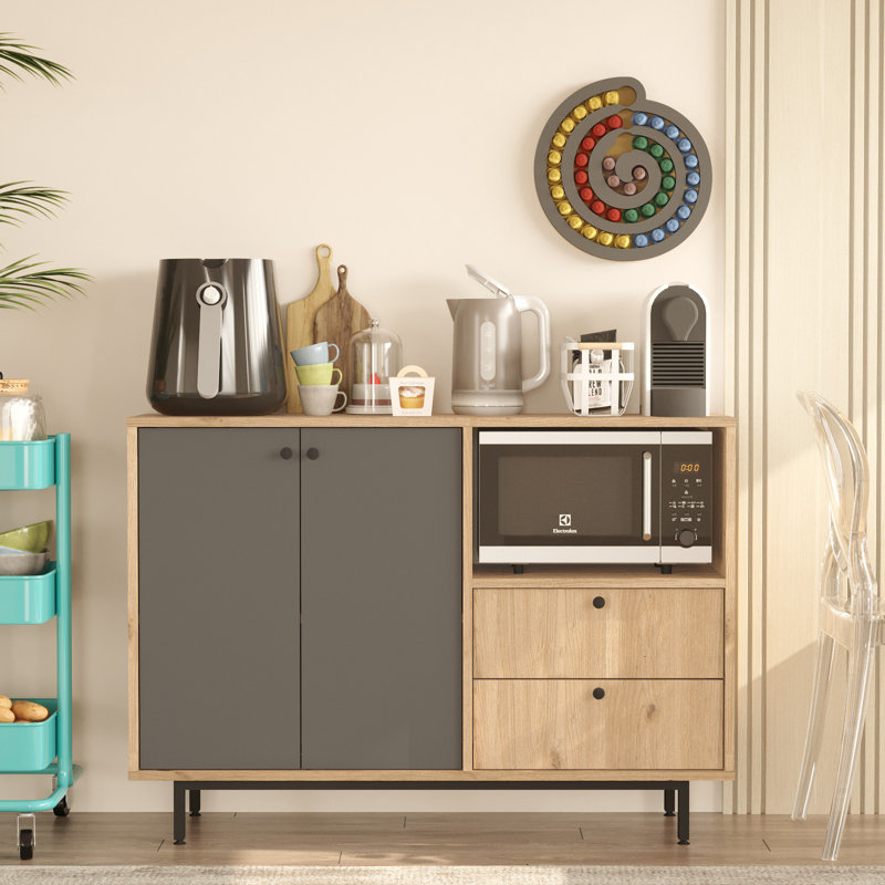 Armoire polyvalente Colesen, Noir / Beige, H 33,46 po x l 47,24 po x P 13,98 po