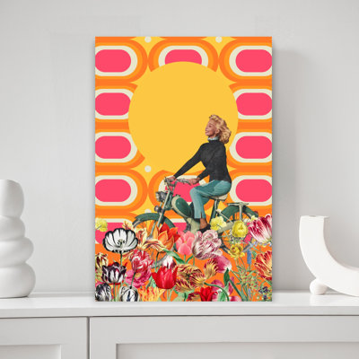«Happy Bike Rides In Summer Retro», art mural rétro