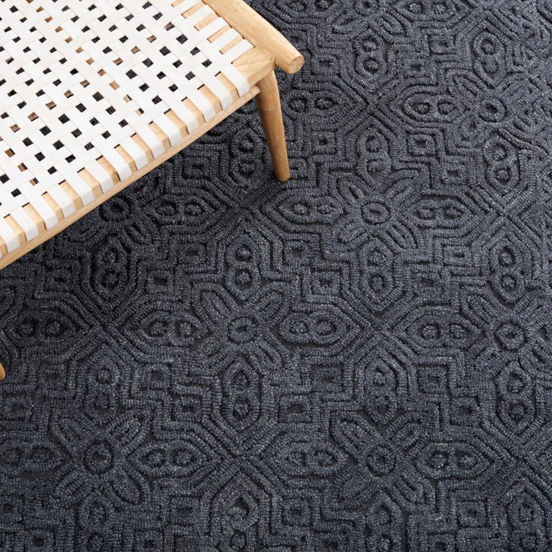 Tapis gris anthracite en laine / coton touffeté à la main Thomes, Rectangle 6 pi x 9 pi