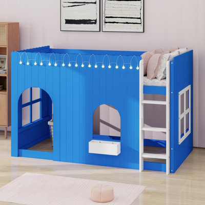 Loft Bed Featuring Warm LED Light String, Creates a Relaxing Atmosphere