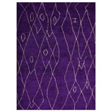 Tapis géométrique noué à la main de couleur mauve, tapis