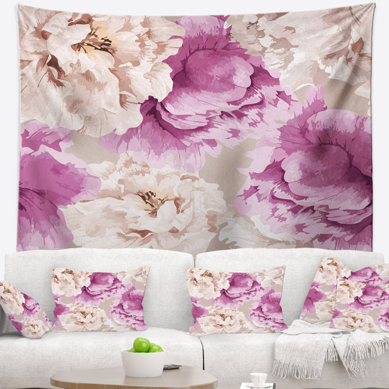 Tapisserie à motifs floraux de pivoine, H 32 po x l 39 po