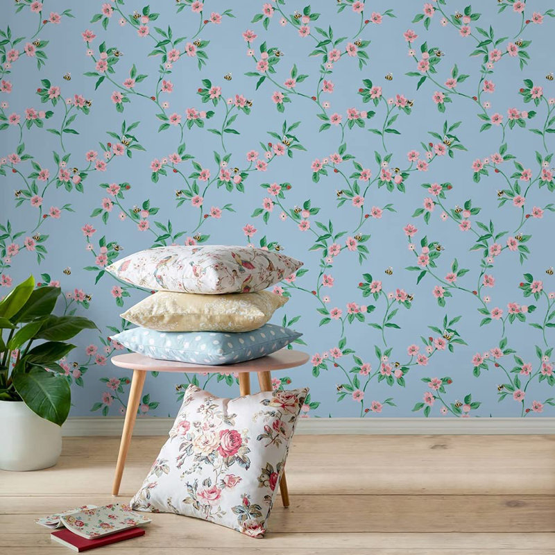 10.05m x 53cm Matte Wallpaper Roll, Blue/Pink