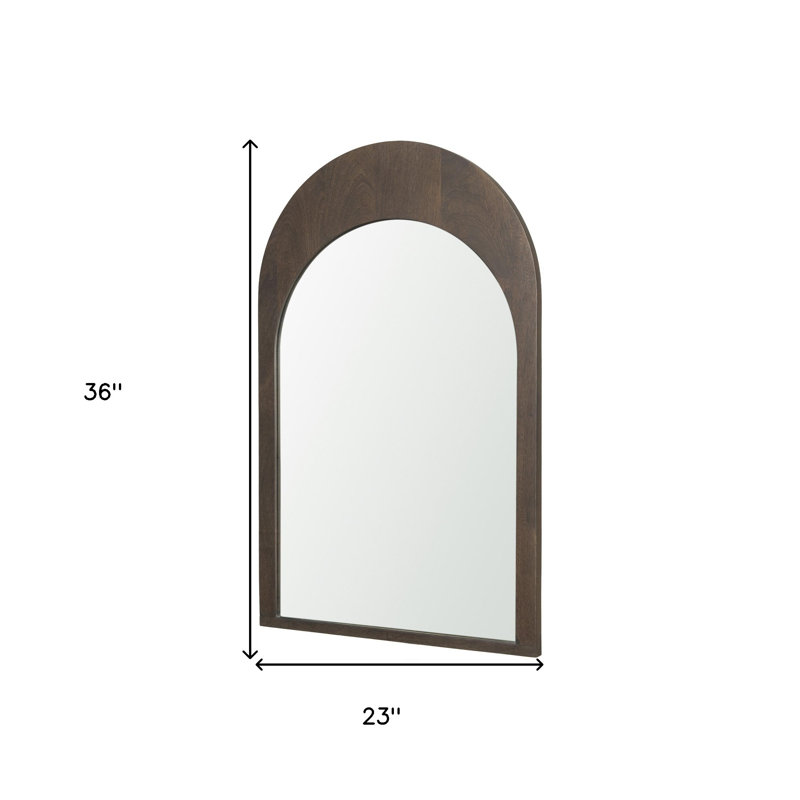36" Brown Solid Wood Arch Framed Accent Mirror