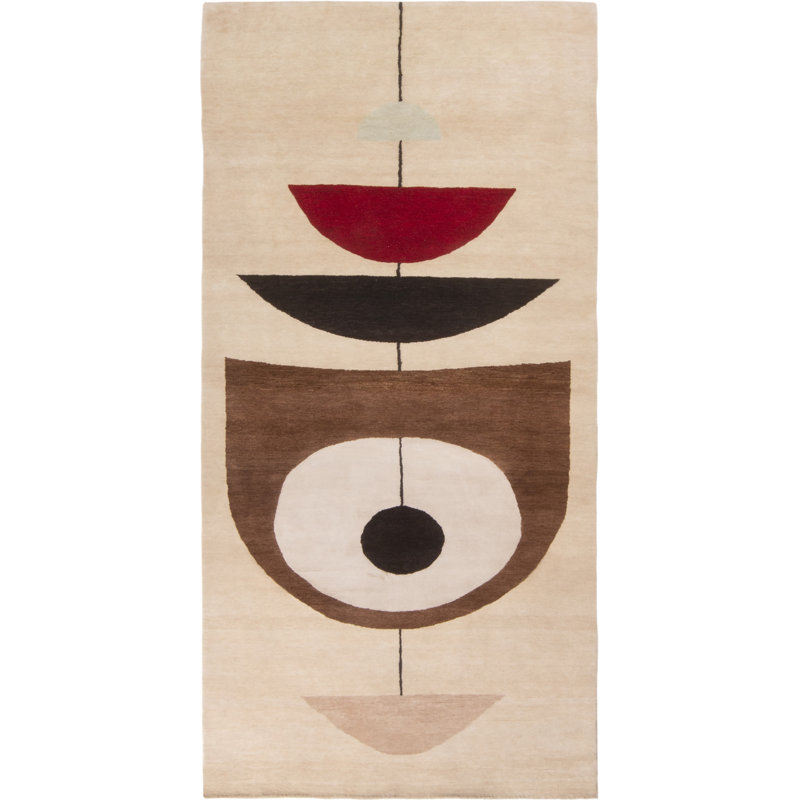 Mid Century Modern Hand Knotted Wool Geometric Area Rug, Rectangle 14' x 20'