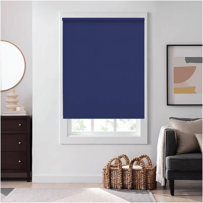 Thermal Blackout Roller Blind - Trimmable Cut to Size - Heavy Duty Metal Tube, 165 cm L x 90 cm W, Navy