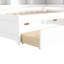 Lit simple blanc avec bibliothèques en forme de L, prises de courant intégrées, ports et deux tiroirs de rangement - Assemblage facile, idéal pour les petits espaces de charge en pin à long terme, option d'espace