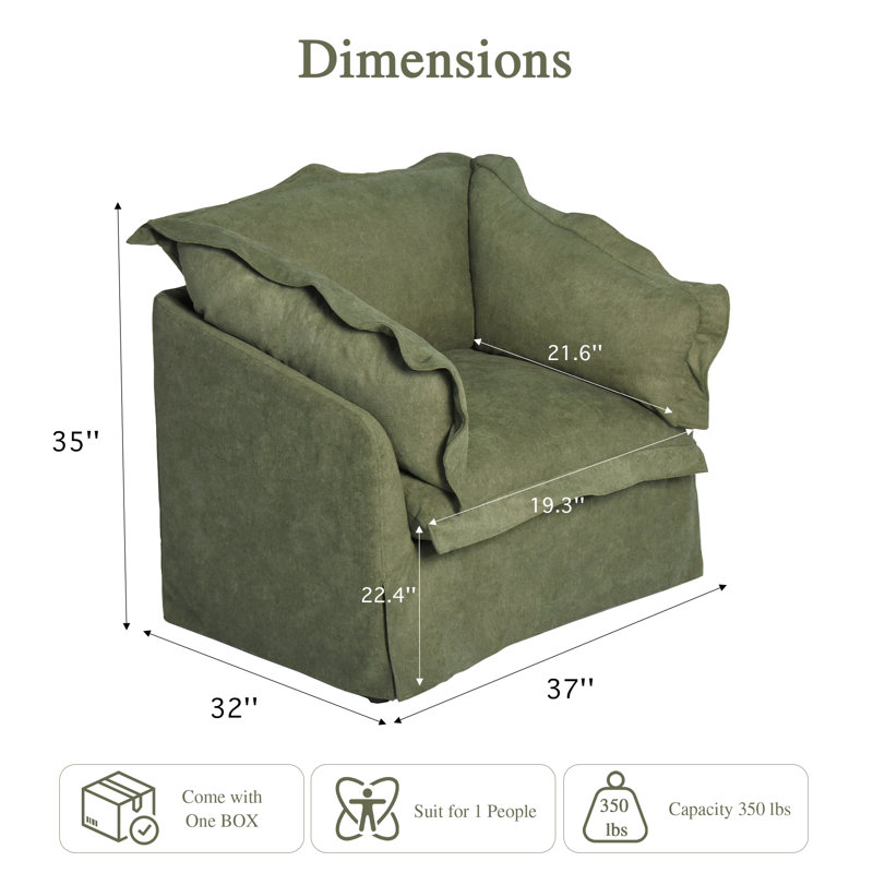Chaise rembourrée vintage avec rangement caché et housse amovible, Green