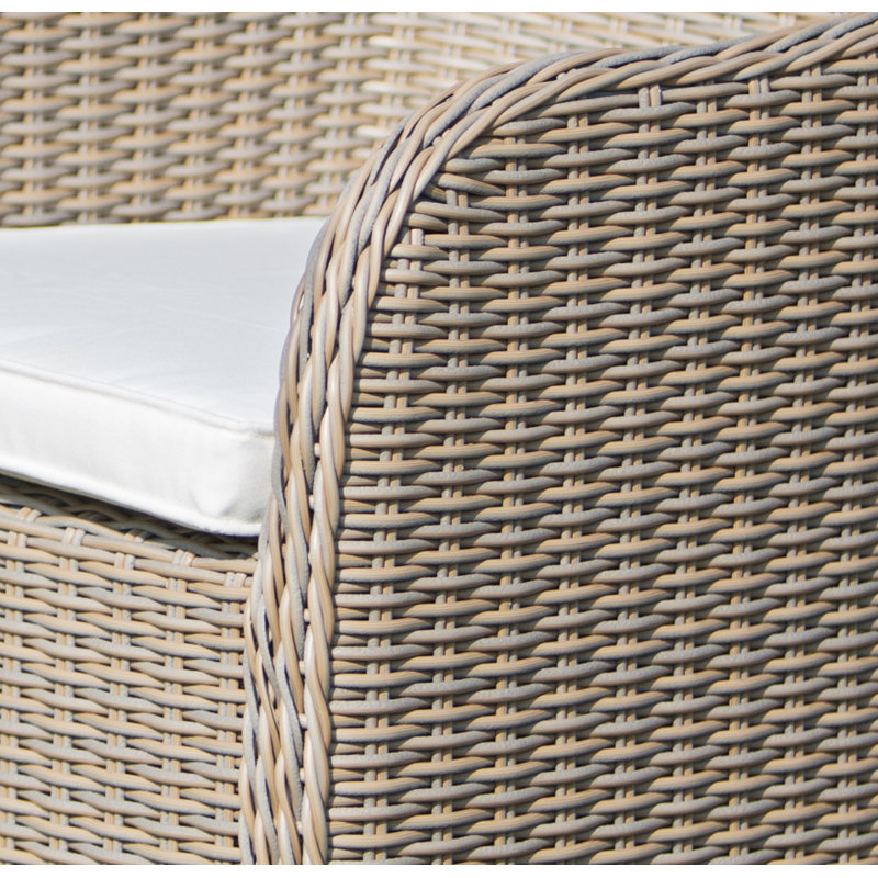 Porto Fino 6 - Person Teak Wicker Patio Dining Set with Rectangular Table , Cushions Included