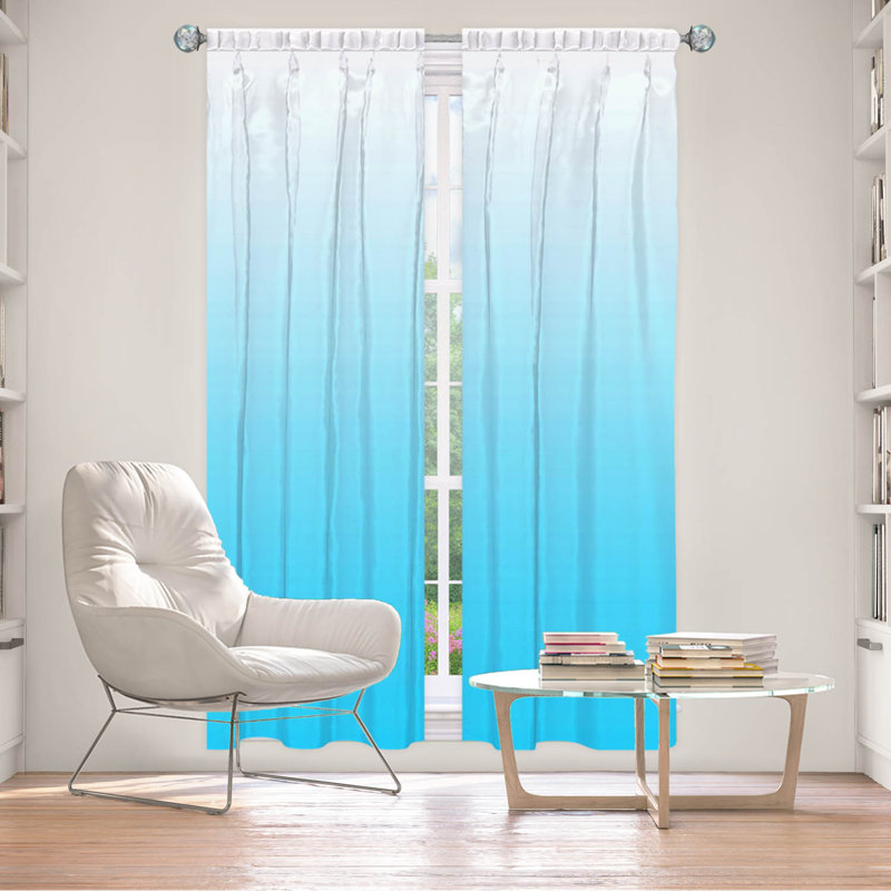 Vandela Room Darkening Curtain Pair, 20" W x 61" L, Aqua/Gray