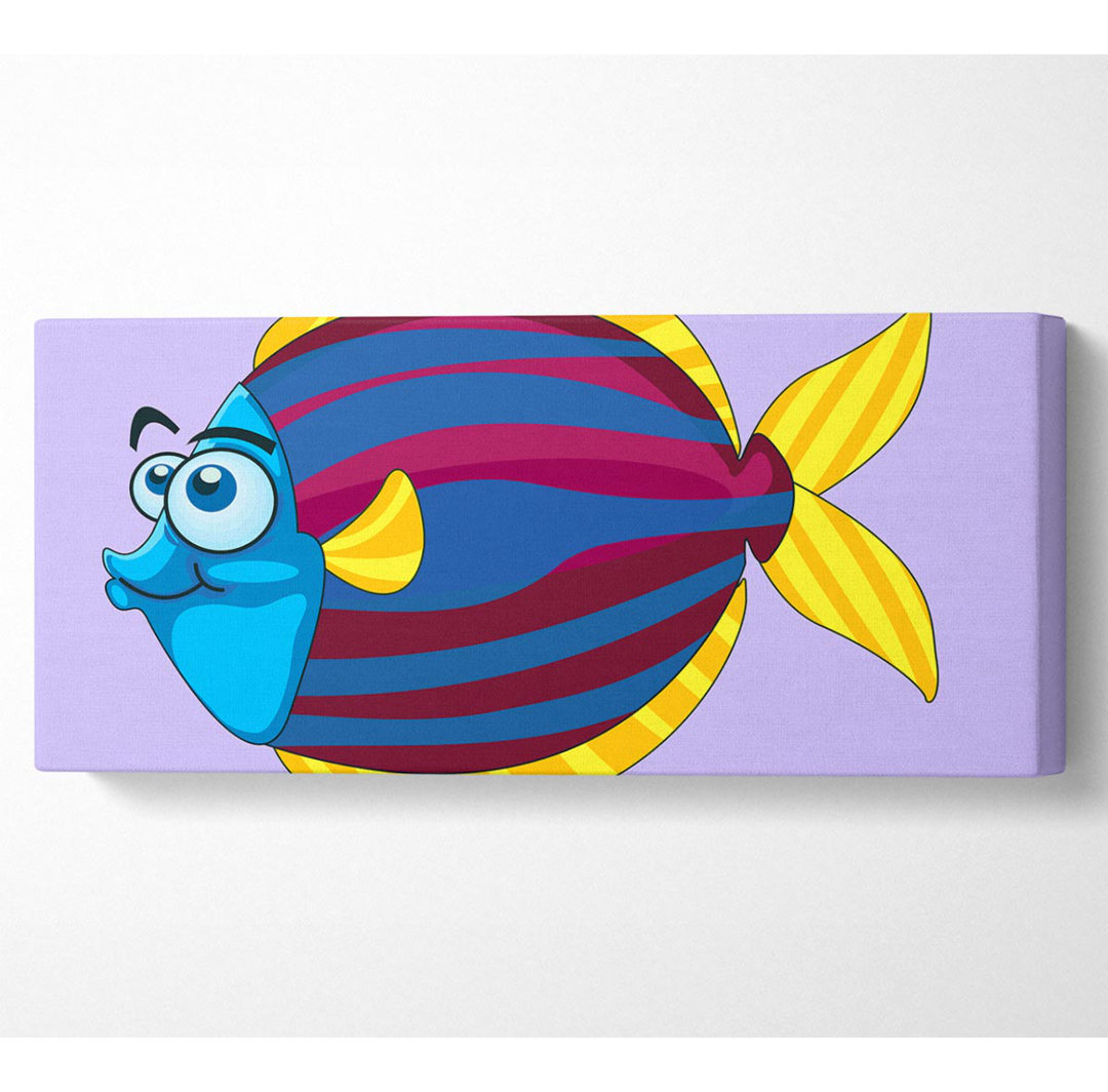 Großer glücklicher Fisch Flieder Panoramaleinwand