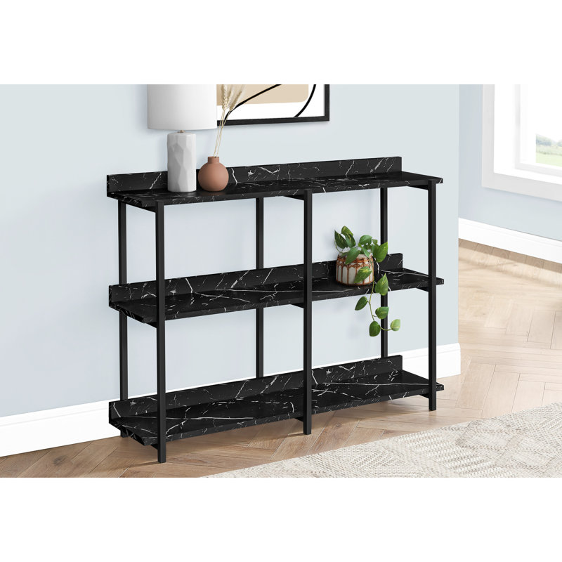 Console à 3 entrées avec stratifié d'aspect marbre noir