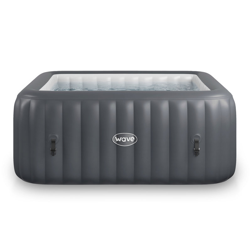 Wave | 4-Person Round Inflatable Hot Tub | 110-Jet PVC Spa with Integrated Heater, Dark Gray