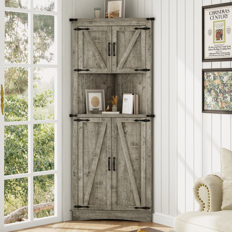 Garde-manger de coin 68 "avec 4 portes et tablettes réglables