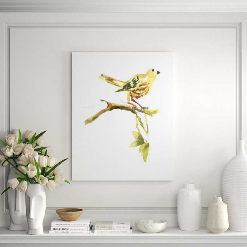 Yellow Warbler Painting by Fern Cassidy, Knife Gel, 46" H x 36" W x 1.5" D