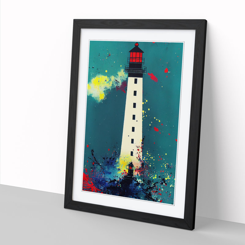 Lighthouse Paint Splatter Vol.2 - Picture Frame Print, 64cm H x 46cm W x 2cm D, Black