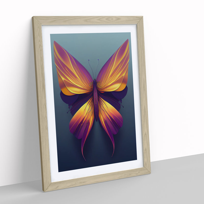 Beautiful Butterfly - Single Picture Frame Print, 64cm H x 46cm W x 2cm D, Oak Framed