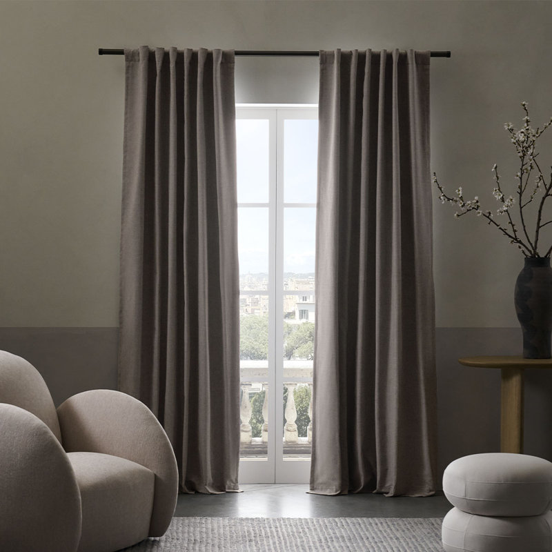  Sunbrella® Delaney Blackout Curtain, Mushroom, 50" W x 108" L