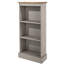 St Blazey Low Narrow 3 Shelf Bookcase, Grey And Antique Wax Finish, Corona Design