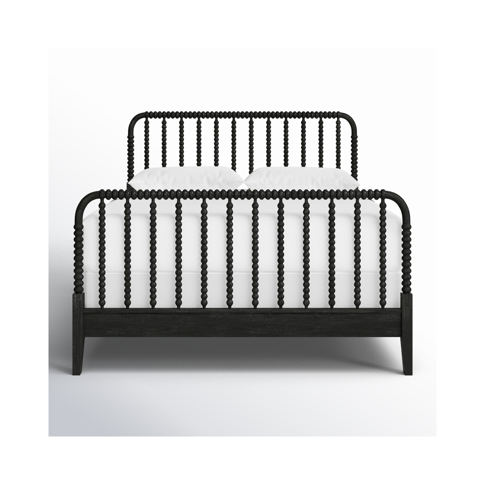 Louisa Solid Wood Spindle Bed, Queen, Antique Black