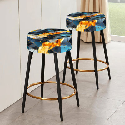 Ensemble de 2 tabourets de bar en marbre rétro Revival