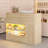 55" Reception Desk with LED Lights, Double-Layer Display Rack, L-Shaped Front Desk Reception Room Table Drawer With Lock-1722814936