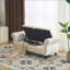 Banc de rangement repose-pieds en velours beige avec coussin | Structure en bois | Design classique-1756505161