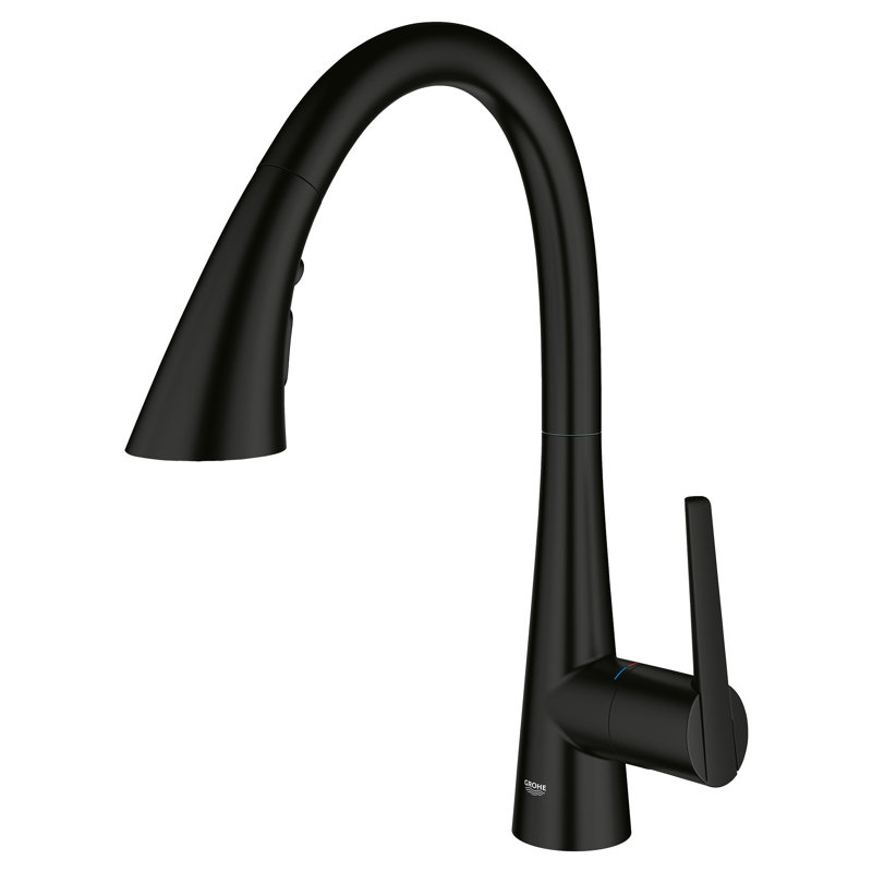 ZEDRA Single-Handle Pull Down Kitchen Faucet Triple Spray 1.75 GPM, Matte Black