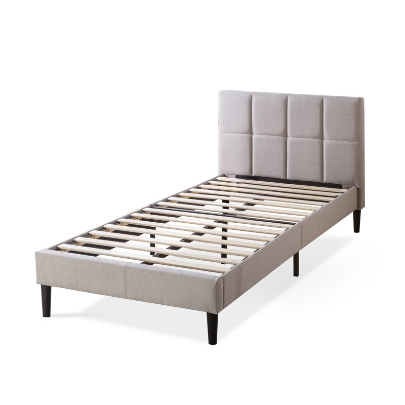 Lit plateforme tapissier Suhavi, Simple, Beige