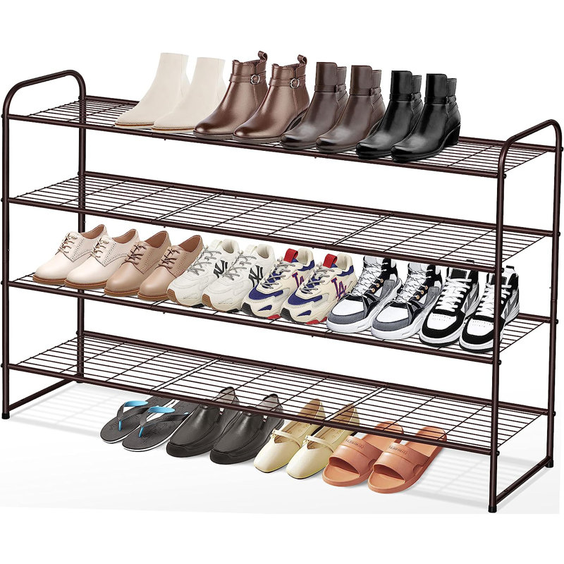 24 Pair Stackable Shoe Rack, Bronze