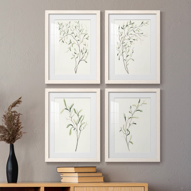 Spindle Sprig I - ensemble de 4 reproductions de cadres photo, H 43,5 po x l 31,5 po x P 1 po, Blanc