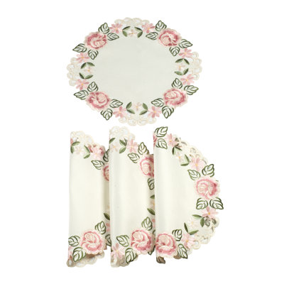 Handcrafted Round Doilies Set with Embroidered Floral Lace for Elegant Dining Table Decor & Christmas Decor