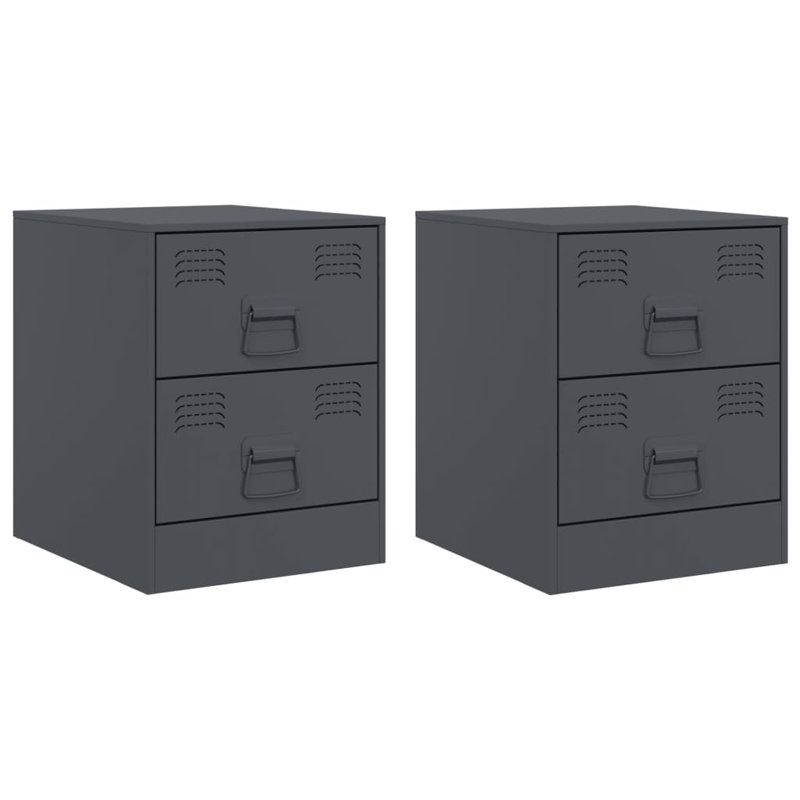 34.5cm W Steel Bedside Table, Anthracite, Set of 2