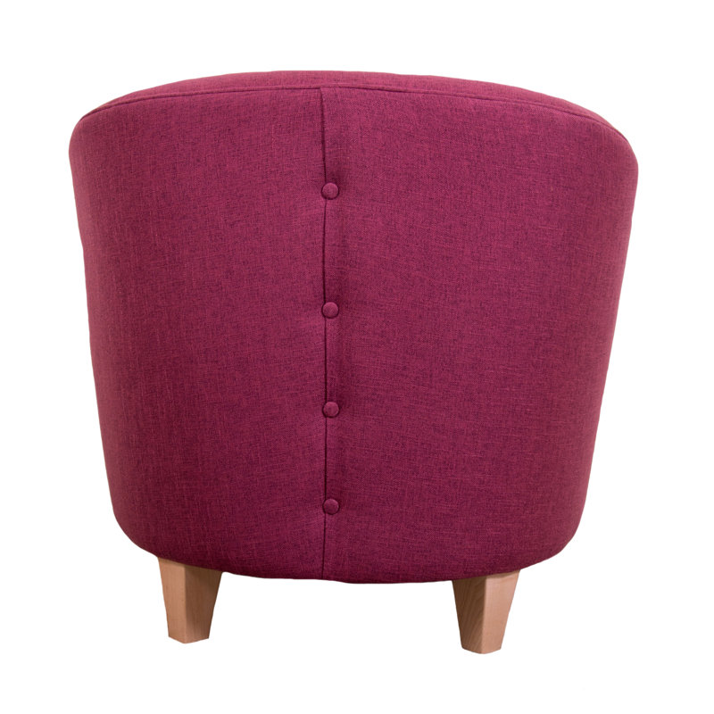 Upholstered Barrel Chair, Mahogany, Bacio Redcurrant