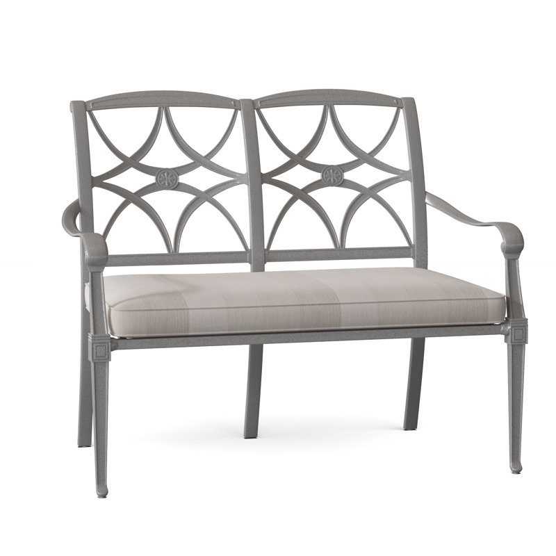 Wiltshire Outdoor Bench, Whisper Smoke Stripe Sunbrella®, Pewter