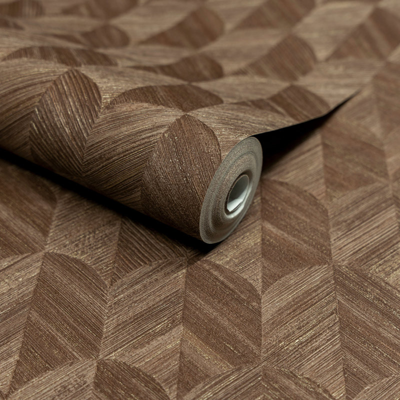 Surfaces Collection Geometric Prism Wallpaper Roll, Bronze