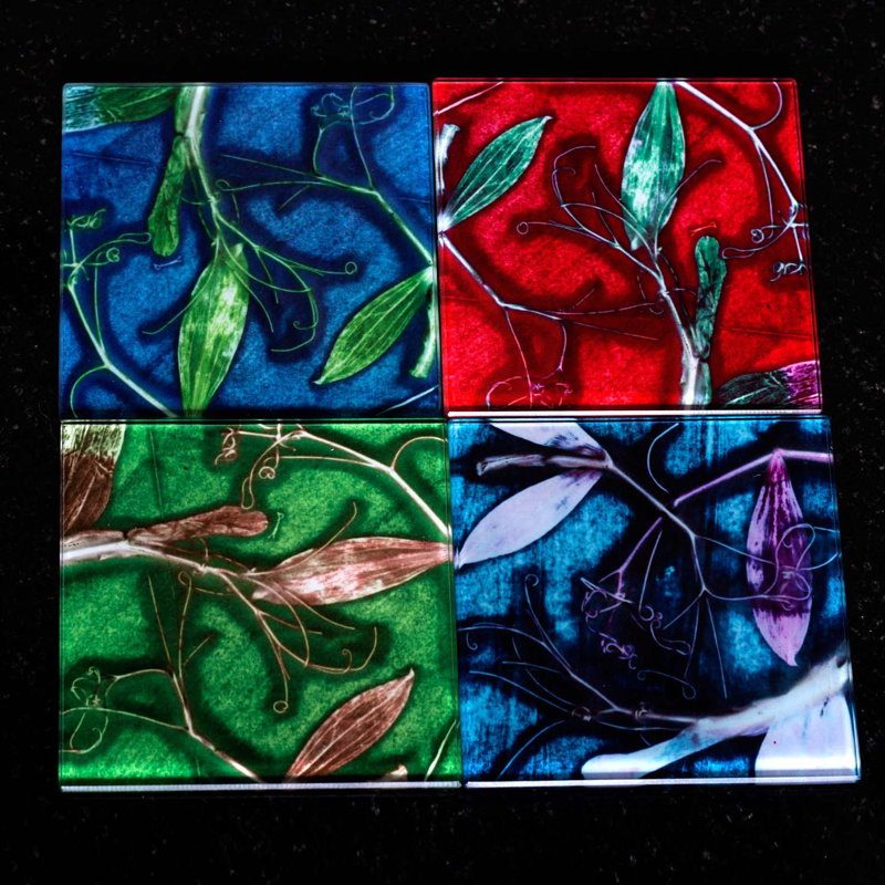 Glass Square 1 Piece Coaster, Purple