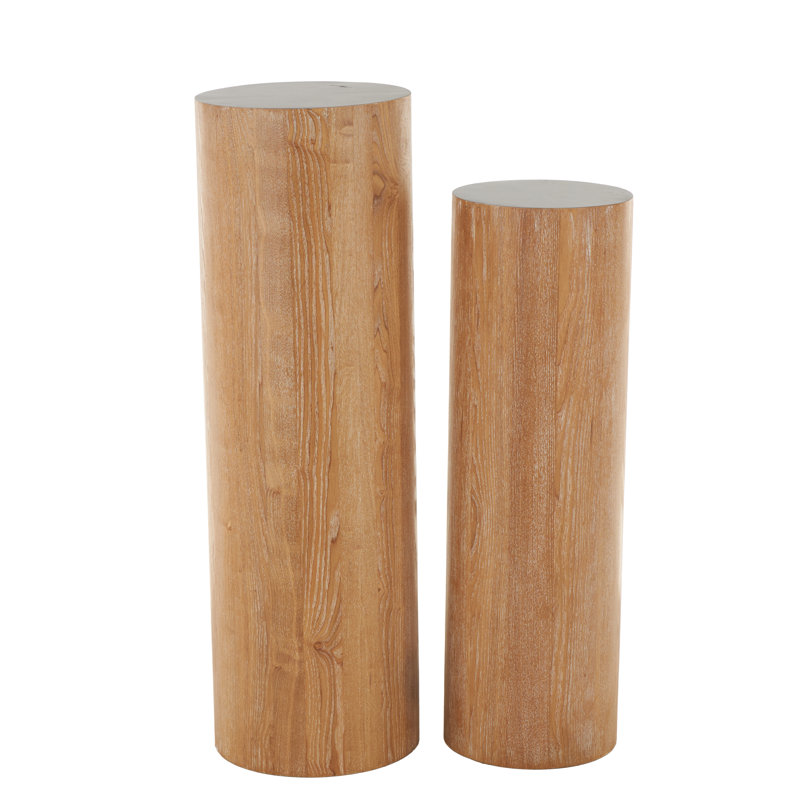 Cole And Grey Wood Handmade Pedestal Side End Accent Table, Brown