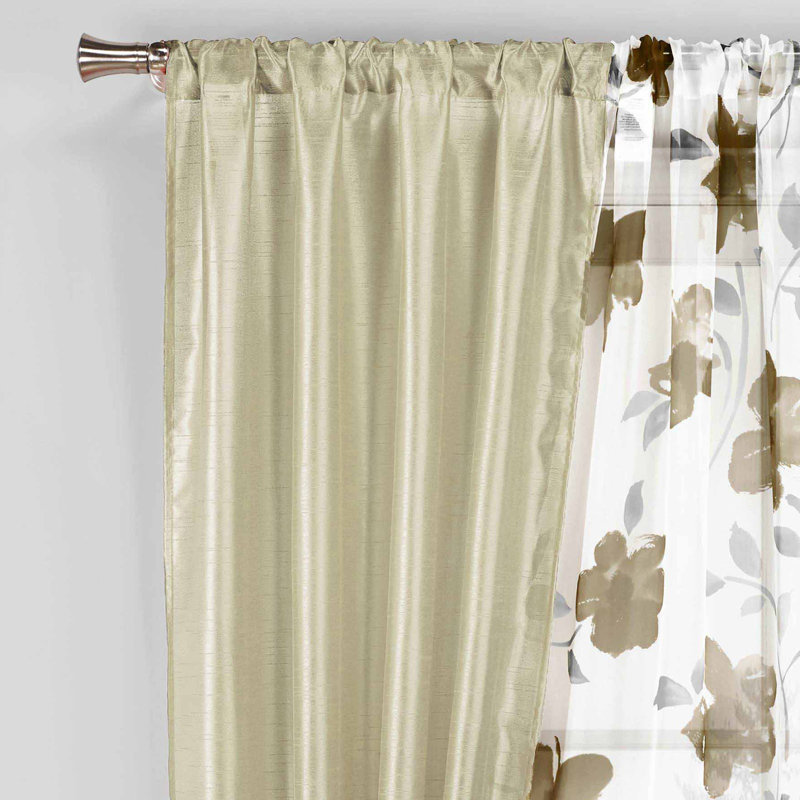 Rideau en polyester Jorgan, Taupe / Blanc