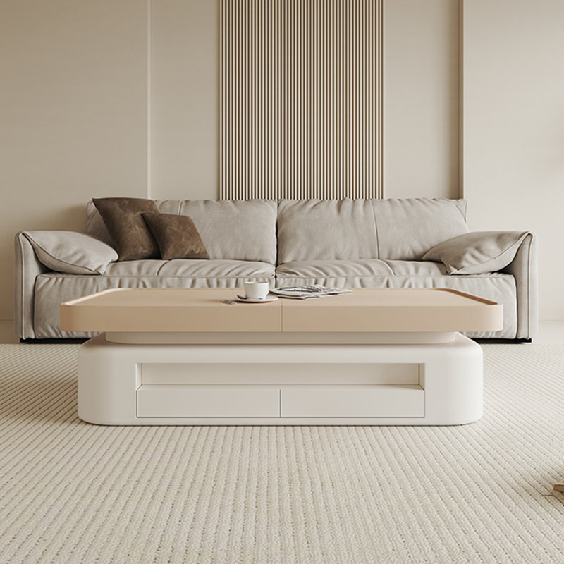 Creamy style multi-functional creative tea table, Light Brown