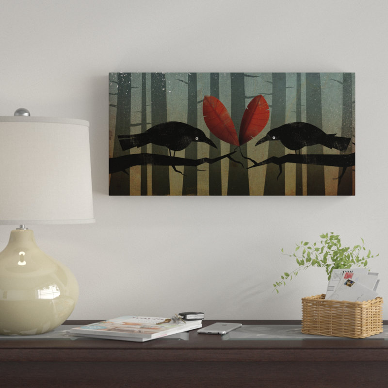 «Love Birds Ravens», reproduction d'impression sur toile, H 10 po x l 19 po x P 2 po