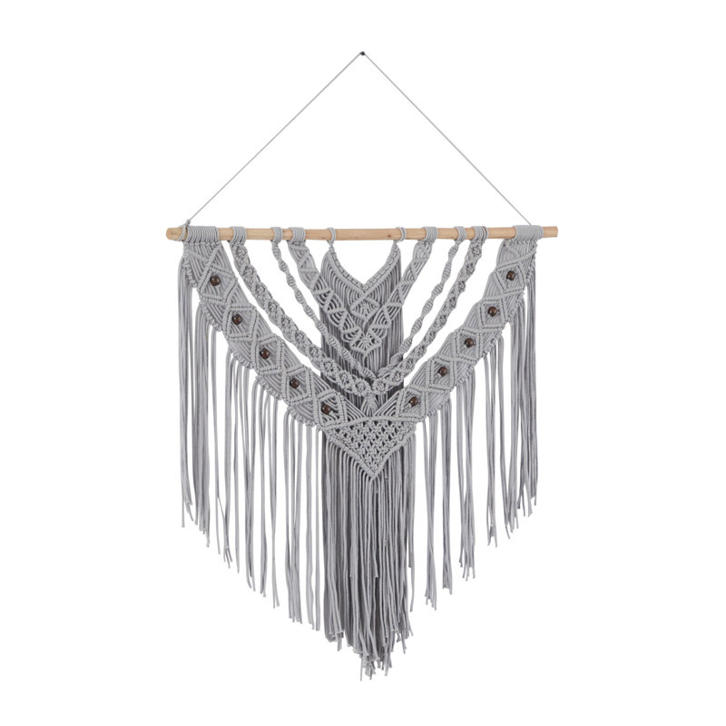Hand Woven Blended Fabric Wall Hanging, 42" H x 32" W x 1" D, Gray