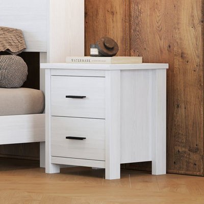 Table de chevet en bois rétro à deux tiroirs, simple et généreuse, grand espace de rangement