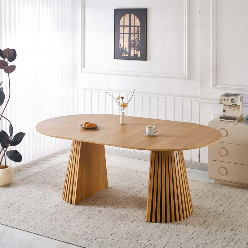 Table de chevet extensible Mid-Century - 47,24 po à 78,74 po, plateau en panneau de fibres à densité moyenne, base en métal