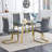 Rectangular Tempered Glass Dining Table with Gold Metal Legs (51")