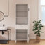 Armoire de salle de bain moderne avec portes à fermeture douce, tablettes réglables, rangement ouvert-352434967