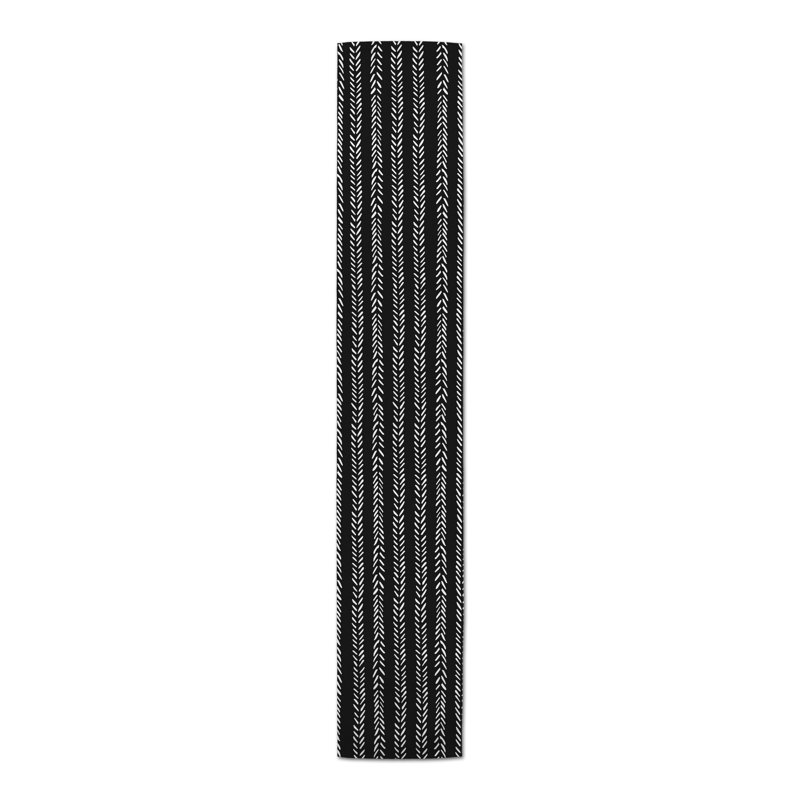 Carnanreagh Striped Table Runner, 72" x 16", Black